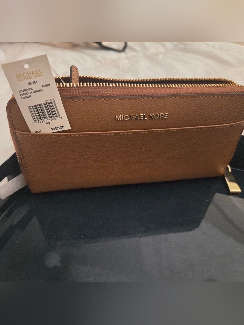 Michael Kors Women's Brown Leather Zip Wallet